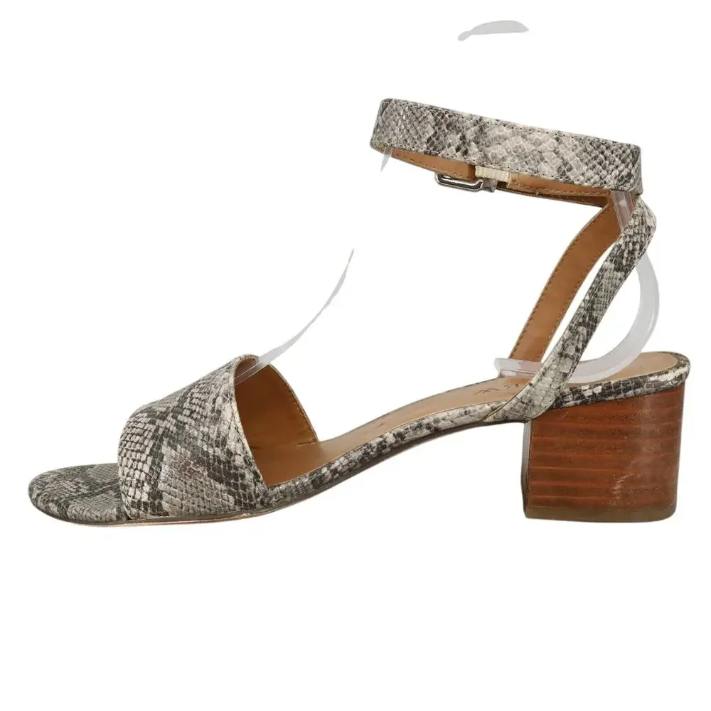 J Crew Sandals Womens 6 M Gray Animal Print Block Heels Ankle Strap Shoes